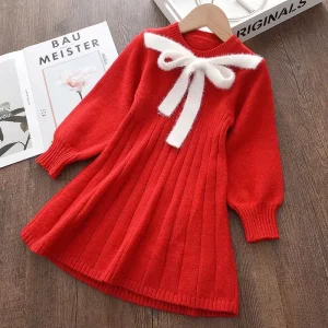 Vestido Rojo con Cinta Blanca