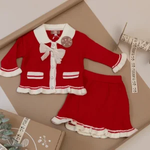 Conjunto Falda de Volantes y Moño, Rojo