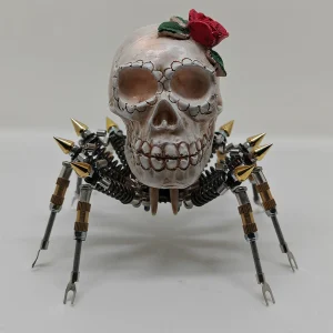 Araña Calavera Luz Nocturna Metal 3D Halloween