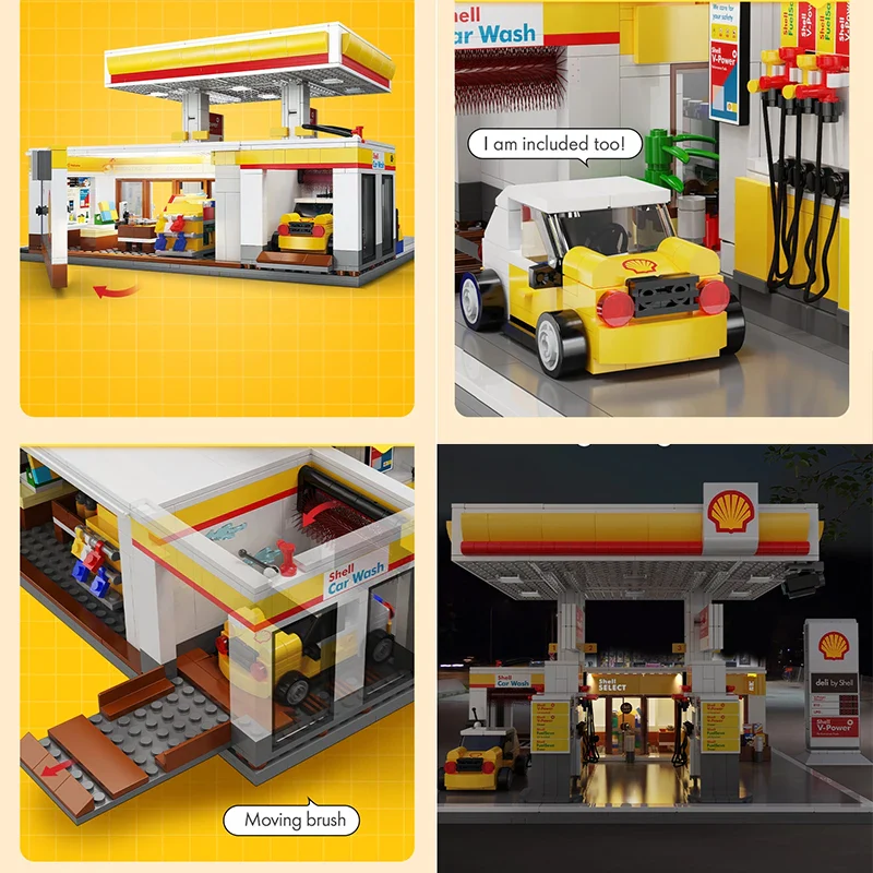 CaDA DIY Shell estación al por menor C66026W estación de gasolina de lavado de coches bloque de construcción de coche - Imagen 8