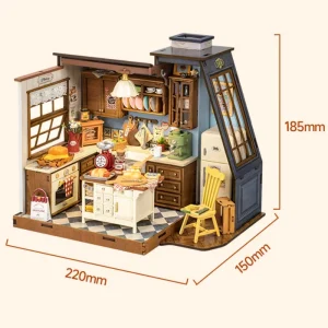 Robotime Rolife, cocina para hornear, Kit de casa de muñecas en miniatura DIY, manualidades, pasatiempos, regalo increíble para mujeres y niños DG172