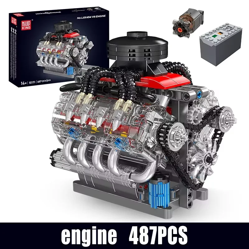 Mould King 10171 bloques de construcción de automóviles técnicos motorizados LSX454 V8 motor ladrillo juguetes montaje piezas de modelo de coche niños regalo de Navidad - Imagen 2