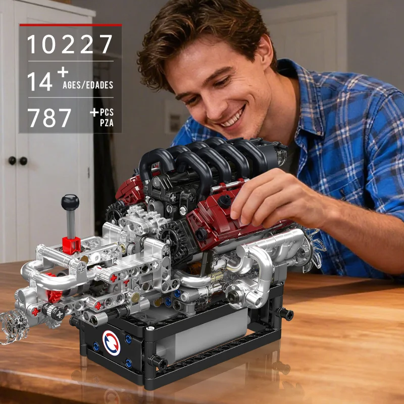 Mould King 10227 juguetes técnicos de motor de coche, motor motorizado V8 - Imagen 4