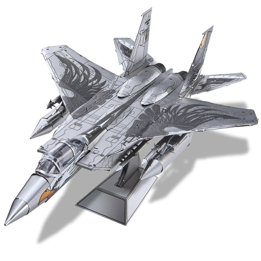 Piececool-rompecabezas de Metal 3D Kits de modelos de ensamblaje de combate de F-15