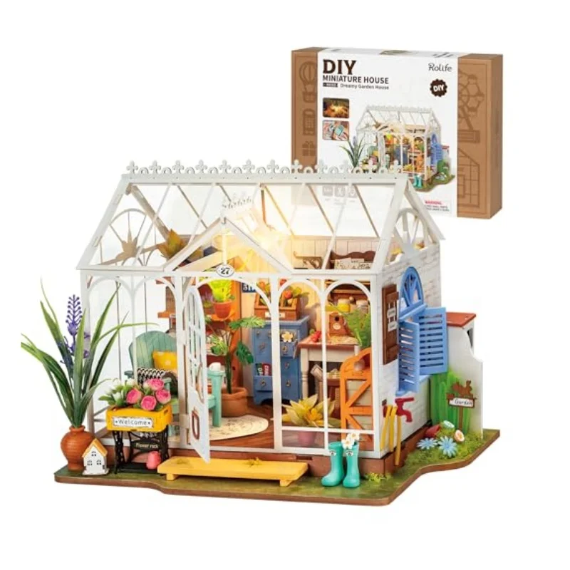 Robotime-casas de muñecas rolife para niños y adultos, jardín de ensueño en miniatura, casa de muñecas de madera con muebles - Imagen 2