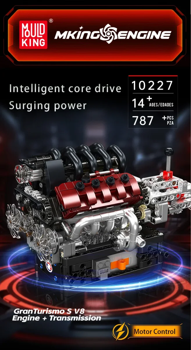 Mould King 10227 juguetes técnicos de motor de coche, motor motorizado V8 - Imagen 9