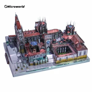 Microworld-rompecabezas de Metal 3D, modelo de construcción de Catedral de Burgos español, Kits de ensamblaje, rompecabezas educativo de corte láser