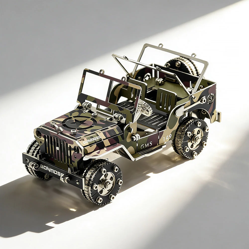 Jeep Militar Camuflaje Metal 3D - Imagen 2
