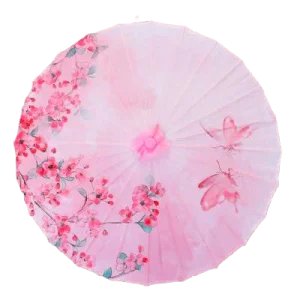 Ombrelle Chinoise Fleurie Rose