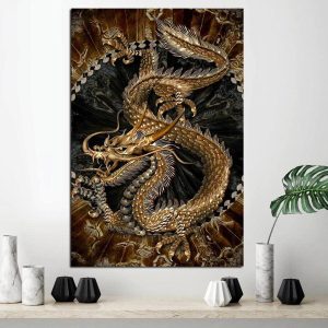 Tableau Chinois  Dragon Or